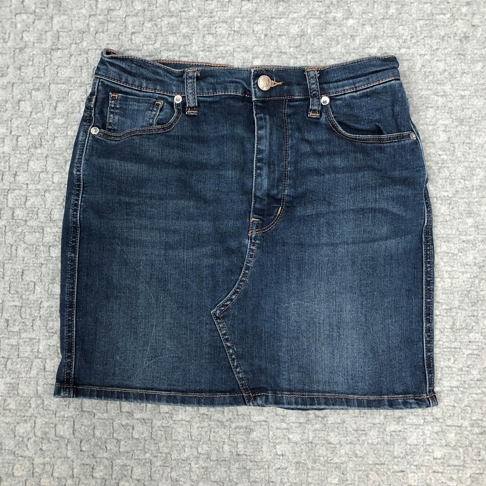 We The Free Skirt Womens 28 Blue Dark Wash Denim Short Mini Stretch Casual Norm